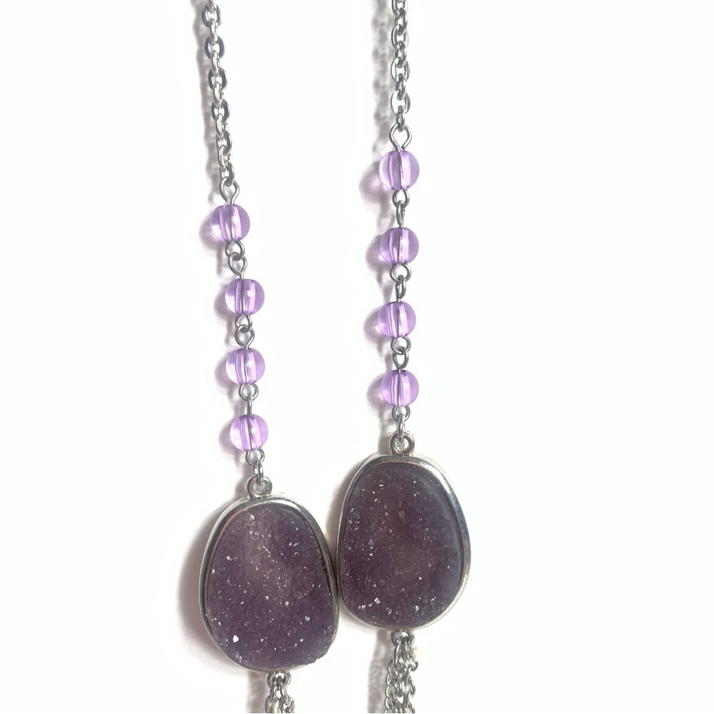 NWT. Druzy Necklace. Maurices long tassel purple druzy necklace.